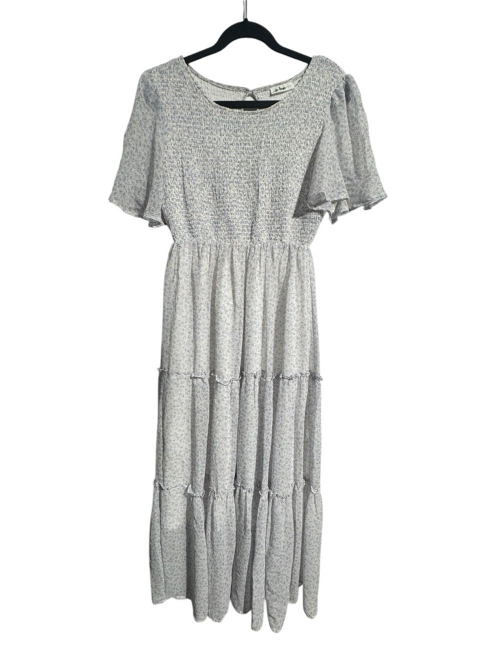 In Loom Smocked Tiered Maxi Dress – Size Large Boho Cottagecore Prairie Flowy